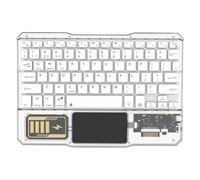 Giwnhvx Clavier lumineux sans fil rechargeable avec pavé tactile Bluetooth pour téléphone PC tablette gaming Blanc
