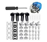 Giwnhvx Clips en J portables pour visière, joints en caoutchouc, vis, écrous, pièces de rechange pour casque, noir, 61 pièces