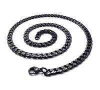 Giwnhvx Collier pour Homme à ChaîNe Large, Collier à ChaîNe Gourmette en Acier Inoxydable, Noir - Largeur 8 Mm - Longueur 73 Cm