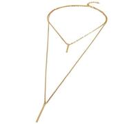 Giwnhvx Collier Simple a Chaine Longue Dore a Frange de Double Couche pour Les Femmes Collier Pendentif