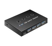Giwnhvx Commutateur USB 3.0 KM Selector 4 ordinateurs portables PC Host Sharing 4 périphériques USB KVM Switcher Box Share Printer Mouse Keyboard