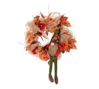 Giwnhvx Couronne d'automne en Toile de pour Portes D'Entrée avec GNOME Artificiel, Feuille D'Érable, Citrouille, Tournesol, Décoration de Récolte d'automne, Facile à Installer, Facile à