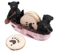 Giwnhvx Coussinets isolants, fabriqués à la main, ensemble de sous-verres en résine, ours noir, cadre de canoë, support de casserole, dessous de verre, isolation ferme