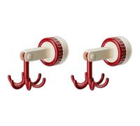 Giwnhvx Crochet à six griffes multifonction, spatule, cuillère, ustensiles de cuisine, support de rangement rétro, ventouse sans couture, suspension murale, rouge