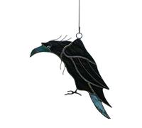 Giwnhvx Décor Mural de Fenêtre en Acrylique Corbeau, Pendentif Attrape-Soleil Suspendu Teinté pour la Pièce de, Ornements de Sorcière Mystérieuse C