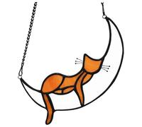 Giwnhvx Décoration chat orange en vitrail à suspendre pour fenêtre