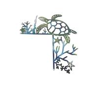 Giwnhvx Décoration de cadre de porte avec tortue de mer, contour double face de tortue de mer, décoration murale artistique de cadre de porte avec tortue de mer en métal océanique