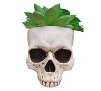 Giwnhvx Décoration de jardin en forme de tête de mort pour Halloween, pot de fleurs succulentes, décoration gothique pour la maison