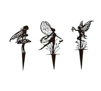 Giwnhvx Décoration de Jardin Fée Statue en Métal Art Pelouse Cour Silhouette de Champignons Carte d'extérieur