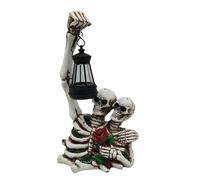 Giwnhvx Décoration de squelette en plein air avec lanterne solaire, statue réaliste de squelette de crâne décorations de figurines d'Halloween pour Halloween