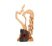Giwnhvx Décoration en Bois Statue de Couple en Bois pour la Décoration de Figurine de Couple Abstrait Qui S'Embrasse Amour Éternel Sculpture Saint Valentin