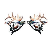 Giwnhvx Décoration Murale en Métal, Cerf D'Élan, Sculpture Murale en Métal, Silhouette Artisanale avec Finition de Décoration de Cabine Rustique, Facile à Utiliser B