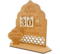 Giwnhvx DéCorations de Calendrier de Ramadan en Bois DéCorations de Calendriers de Compte à Rebours en Bois Ornement de Ramadan de 30 Jours Eid Mubarak. C