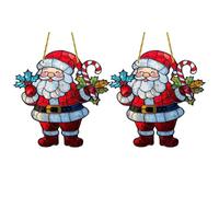 Giwnhvx Décorations de Noël en forme de Père Noël, décorations colorées en acrylique pour fenêtre, porche avec chaîne à suspendre, pendentifs d'extérieur