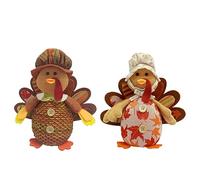 Giwnhvx Décorations de Thanksgiving Décor de GNOME d'automne : 2 Pièces Ornements en Peluche de Dinde Faits à la Main avec des Feuilles D'Érable de Tournesol Durables et Faciles à Utiliser