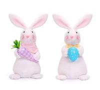 Giwnhvx Décorations printanières avec lapin de Pâques Figurine de lapin en peluche Lapin en peluche Cadeaux de Pâques pour la décoration de la maison sur des plateaux à plusieurs niveaux