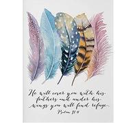 Giwnhvx Diamant Broderie Oiseaux Plumes ÉCriture ChréTienne Citations Diamant Peinture Point de Croix Strass Mur Art DéCor à