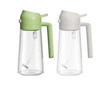 Giwnhvx Distributeur d'huile et pulvérisateur d'huile 2 en 1, environ 16 onces de bouteille de distributeur d'huile en verre pour cuisine durable, facile à installer, facile à utiliser (2 pièces) vert