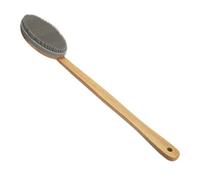 Giwnhvx Douche Amovible en Silicone Exfoliant pour le Corps de Douche en Bois avec Poignée Longue en Silicone