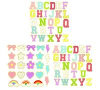 Giwnhvx Écussons Autocollants pour à Dos : 75 Pièces à Coller sur des Patchs de Lettres Universitaires en Forme D'Étoile et de Cœur Mignons pour Vêtements, Chapeaux,