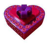 Giwnhvx en Forme de Cœur Imprimé en 3D, Cadeau de Saint-Valentin, Boîte de Rangement de Mariage, Boîte Cadeau pour Bagues, Colliers, Violet et Rouge