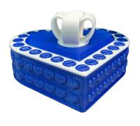 Giwnhvx en Forme de Cœur Imprimé en 3D, Cadeau de Saint-Valentin, Boîte de Rangement de Mariage, Boîte Cadeau pour Bagues, Colliers, Blanc et Bleu