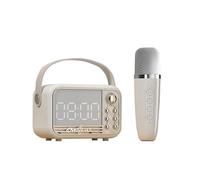 Giwnhvx Enceinte Bluetooth avec Microphone, Support de Haut-Parleur pour Carte TF, Clé USB, Entrée AUX, Effet Sonore 3D, Équilibre de Diffusion de Type Horloge Réveil Enceinte Bluetooth Vintage Sans F