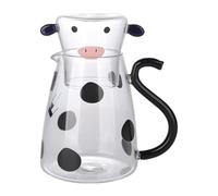 Giwnhvx Ensemble de carafe à eau en verre avec tasse - Motif vache - Bouilloire froide - Bouteille de lait glacée - Petite taille