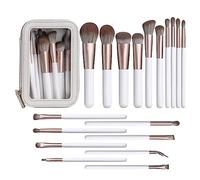 Giwnhvx Ensemble de Pinceaux de Maquillage 18 Pièces Outils de Maquillage Blanc Nacré Ensemble de Pinceaux pour Fard à Paupières