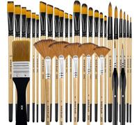 Giwnhvx Ensemble de pinceaux en nylon avec poils ronds, filberts, plats, éventail, convient pour les artistes et les débutants pour l'acrylique