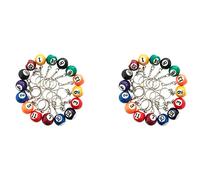 Giwnhvx Ensemble de Porte-Clés de Boule de Billard Coloré 32 Pièces Séries, Mini Boules de Porte-Clés Magiques Accessoires de Chaînes de Billard de Billard de Eightball