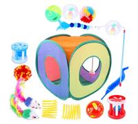 Giwnhvx Ensemble de pour Chat de 15 Pièces, Interactifs pour Chat, comme Indiqué pour Chat D'Intérieur, avec Tunnel de Pliable pour Chat, Jouet Interactif en Plumes de Chat A