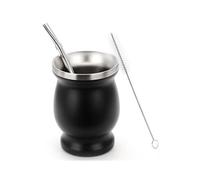 Giwnhvx Ensemble de tasses à thé en acier inoxydable pour tasse isolée en paille, tasse simple isolée noire