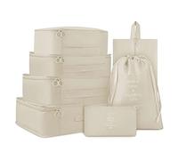 Giwnhvx Ensemble de vêtements de 7 pièces ensemble de valises multifonctionnelles d'emballage carré, organisateur de valises de voyage carré, beige