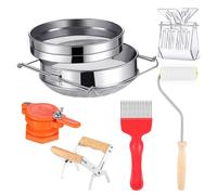 Giwnhvx Ensemble d'outils d'apiculture pour récolte du miel - Double tamis - Passoire à miel - Poignée de cadre - Fourche sans couvercle - Rouleau à aiguilles sans couvercle