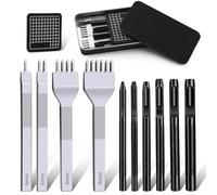 Giwnhvx Ensemble D'Outils de Perforation pour Cuir, Poinçon pour Couture de Cuir, Poinçon pour Cuir, 4 mm, 1/2/4/6 Dents, Ciseau à Cuir, pour Ceinture en Cuir, Bracelet de Montre
