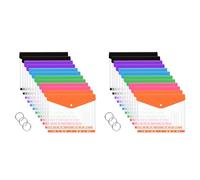 Giwnhvx Enveloppes extensibles de poche pour classeur A4 de 24 enveloppes en plastique transparent pour classeur à anneaux, une pression