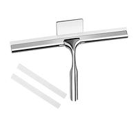 Giwnhvx Essuie-glace de douche, en acier inoxydable, essuie-glace pour fenêtre avec 2 lèvres en silicone, essuie-glace de douche de 25 cm avec crochet d'un mur