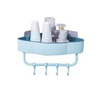 Giwnhvx Étagère de salle de bain d'angle murale poinçonnée gratuite avec crochet accessoires pour salle de bain étagère de douche porte-objets rack-bleu