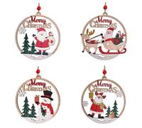 Giwnhvx Étiquette en Bois Ornements de Noël Suspendus en Bois Découpes en Bois Creux Renne Rond Arbre de Noël Ornements en Bois Vacances Rustiques