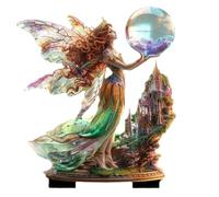 Giwnhvx Fée avec cristal 2D plat acrylique décoration jardin intérieur et extérieur