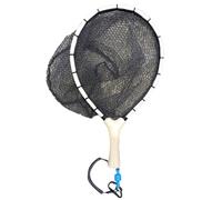 Giwnhvx Filet de pêche à la mouche en nylon, poignée antidérapante en bois, outil en maille pour truite, pelle de libération de poisson, filets à poignée droite