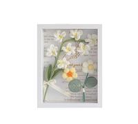 Giwnhvx Fleur en Laine au Crochet Bouquet Tricoté Ornements Photo Pendentif Cadeau de Saint Valentin Réutilisable Facile à Utiliser Blanc
