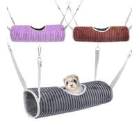Giwnhvx Furet Cacher Tunnel Rat Chaud Petits Animaux Baignoire Balançoire Dormir Lit Suspendu Nid Cachette Jouet 3 Pièces