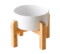 Giwnhvx Gamelle Double Surélevée Céramique pour Gros Chiens,Mangeoires pour Animaux Compagnie,Fournitures d'alimentation pour Chiens Petite,Moyenne et Grande Taille avec Support Bois A