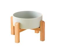 Giwnhvx Gamelle Double Surélevée Céramique pour Gros Chiens,Mangeoires pour Animaux Compagnie,Fournitures d'alimentation pour Chiens Petite,Moyenne et Grande Taille avec Support Bois E