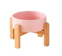 Giwnhvx Gamelle Double Surélevée Céramique pour Gros Chiens,Mangeoires pour Animaux Compagnie,Fournitures d'alimentation pour Chiens Petite,Moyenne et Grande Taille avec Support Bois D