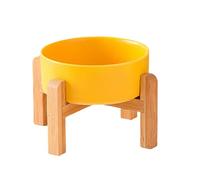 Giwnhvx Gamelle Double Surélevée Céramique pour Gros Chiens,Mangeoires pour Animaux Compagnie,Fournitures d'alimentation pour Chiens Petite,Moyenne et Grande Taille avec Support Bois B