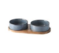 Giwnhvx Gamelle en céramique pour animal domestique avec collier de protection pour le cou, plateau en bois anti-collision, fournitures d'alimentation pour animaux de compagnie, accessoires pour chat