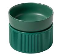 Giwnhvx Gamelle en Céramique pour Chat et Chien, Mangeoire pour Chiot, Support Surélevé, Bol Double pour, Chiens, Chatons, Blanc et Rose